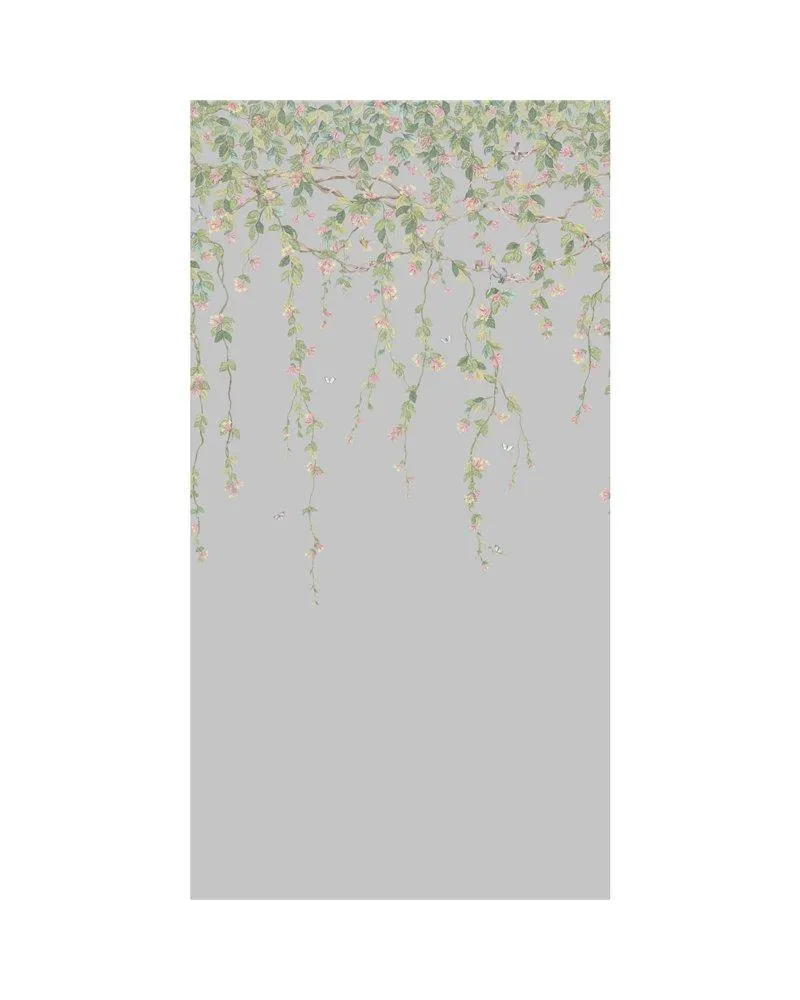 PAPEL PINTADO Hummingbirds Flora Rose & Olive On Grey 124-2010