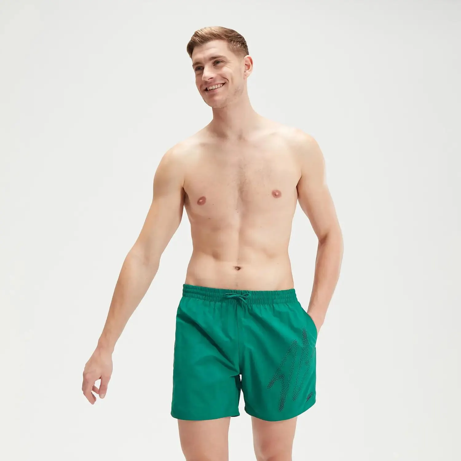 Bañador tipo bermuda HyperBoom de 40 cm con logotipo para hombre, verde/negro