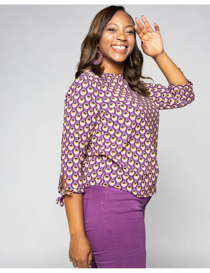 Blusa twill circulos retro