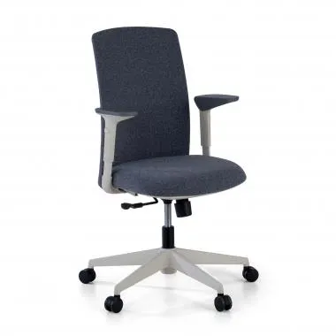 Silla Giratoria Sheryl white, brazos regulables, tapizada - Blanco/Gris