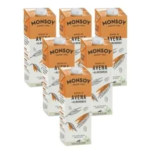 Pack 6 uds Bebida BIO de avena y almendra Monsoy 1 L