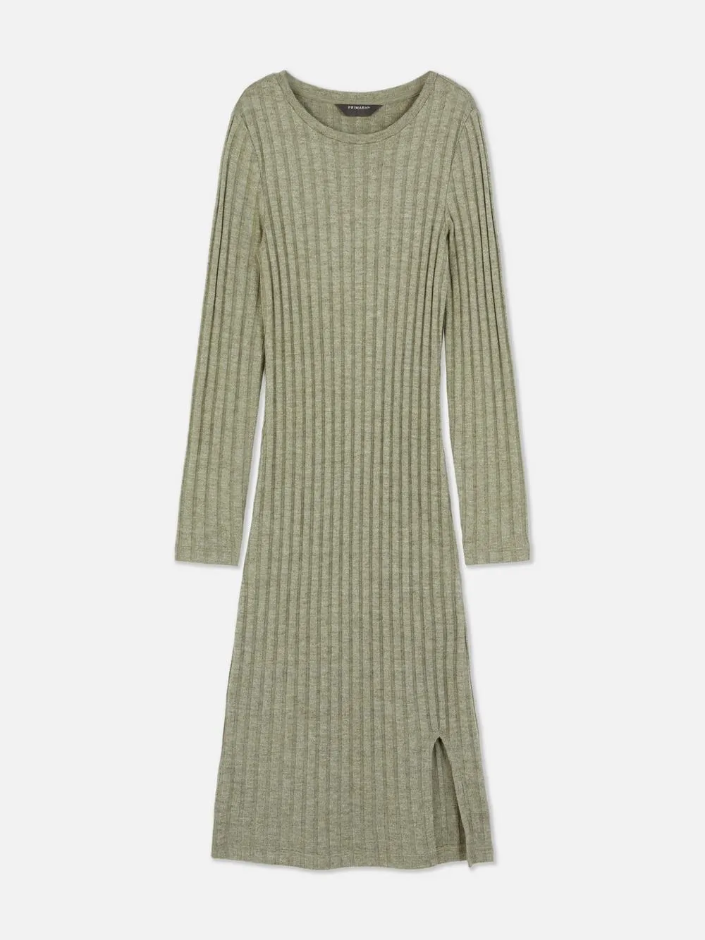 Midi-jurk van ribstof