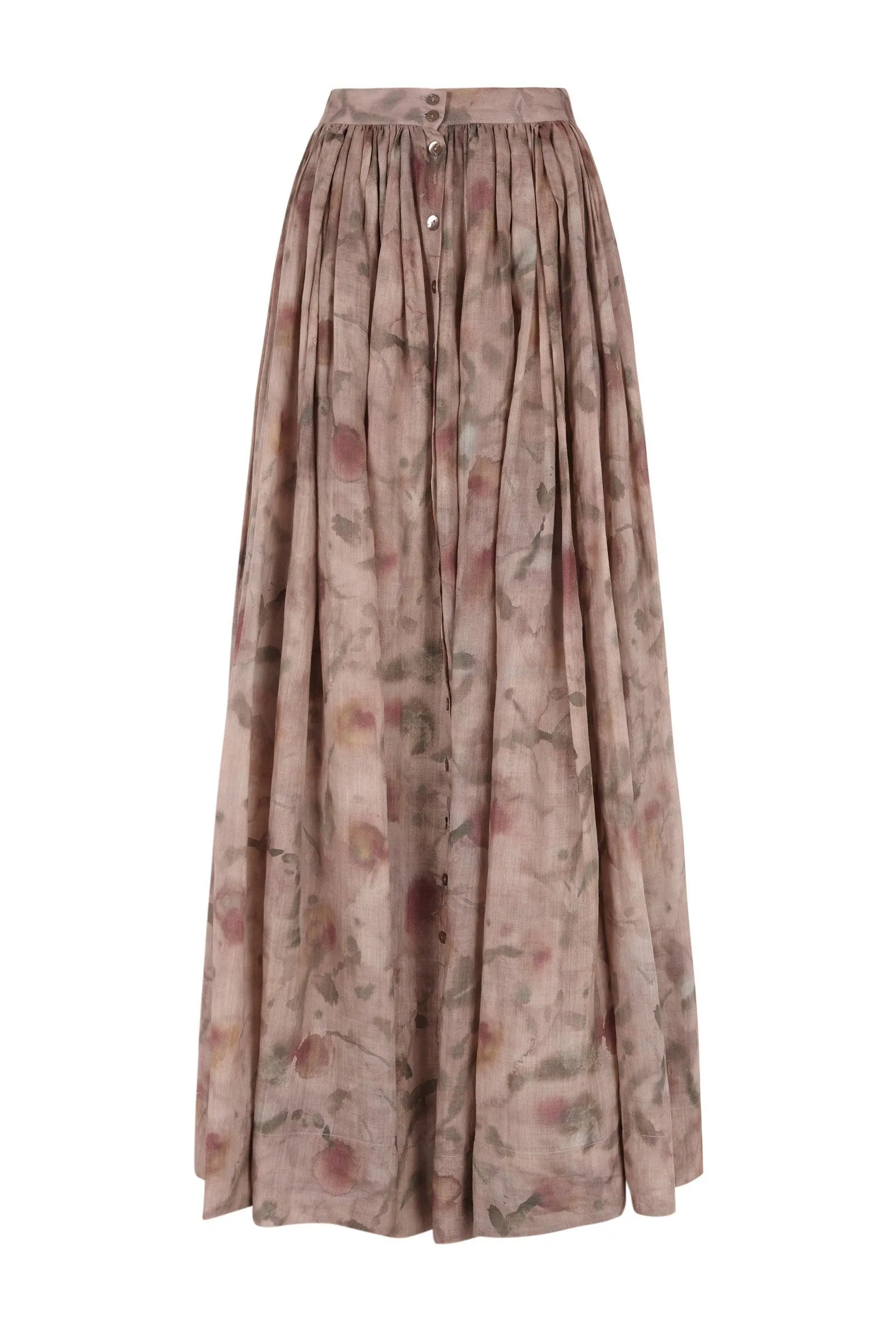 Antonella, long skirt in printed silk