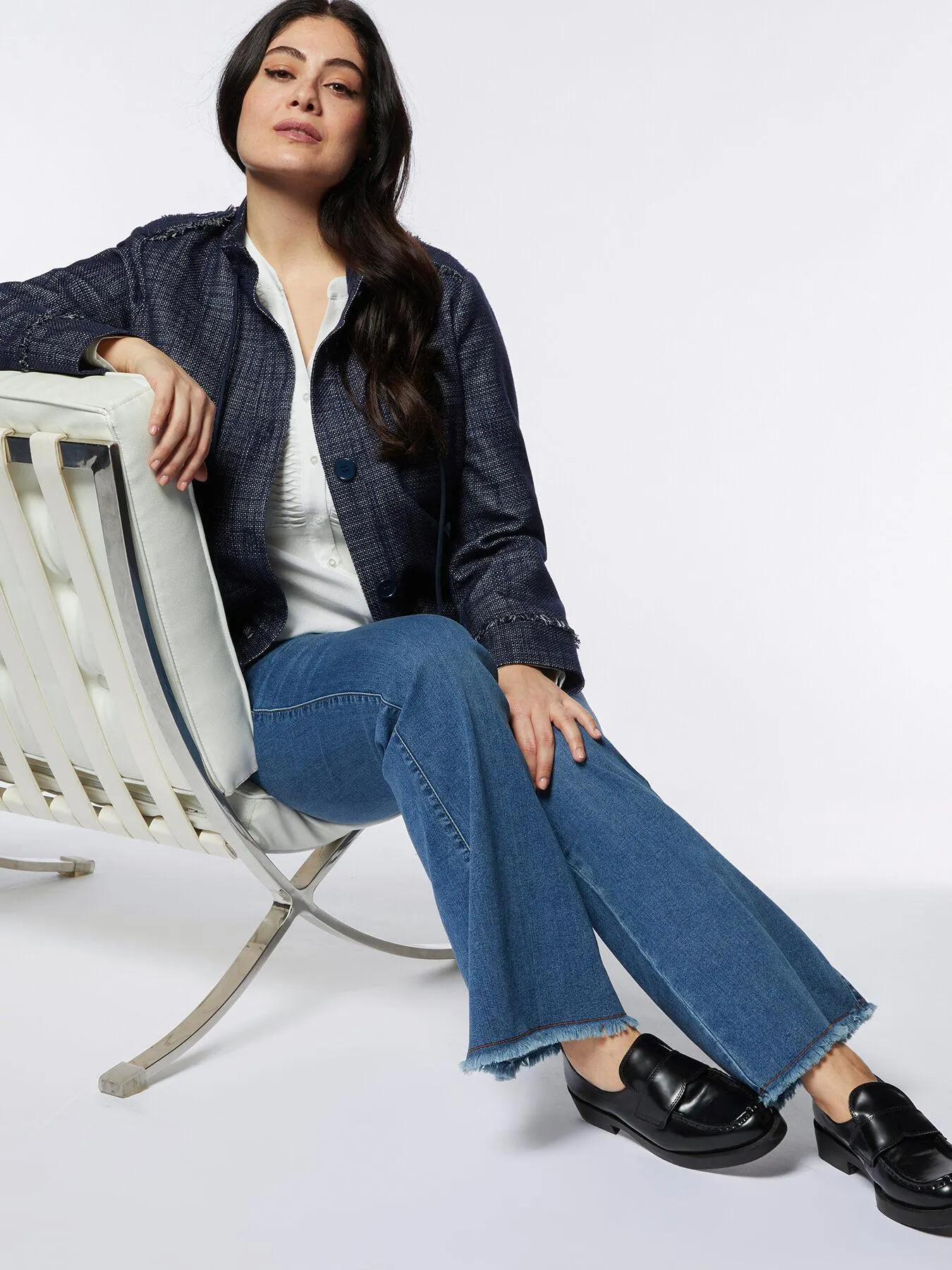 Chaqueta de hilo teñido con flecos