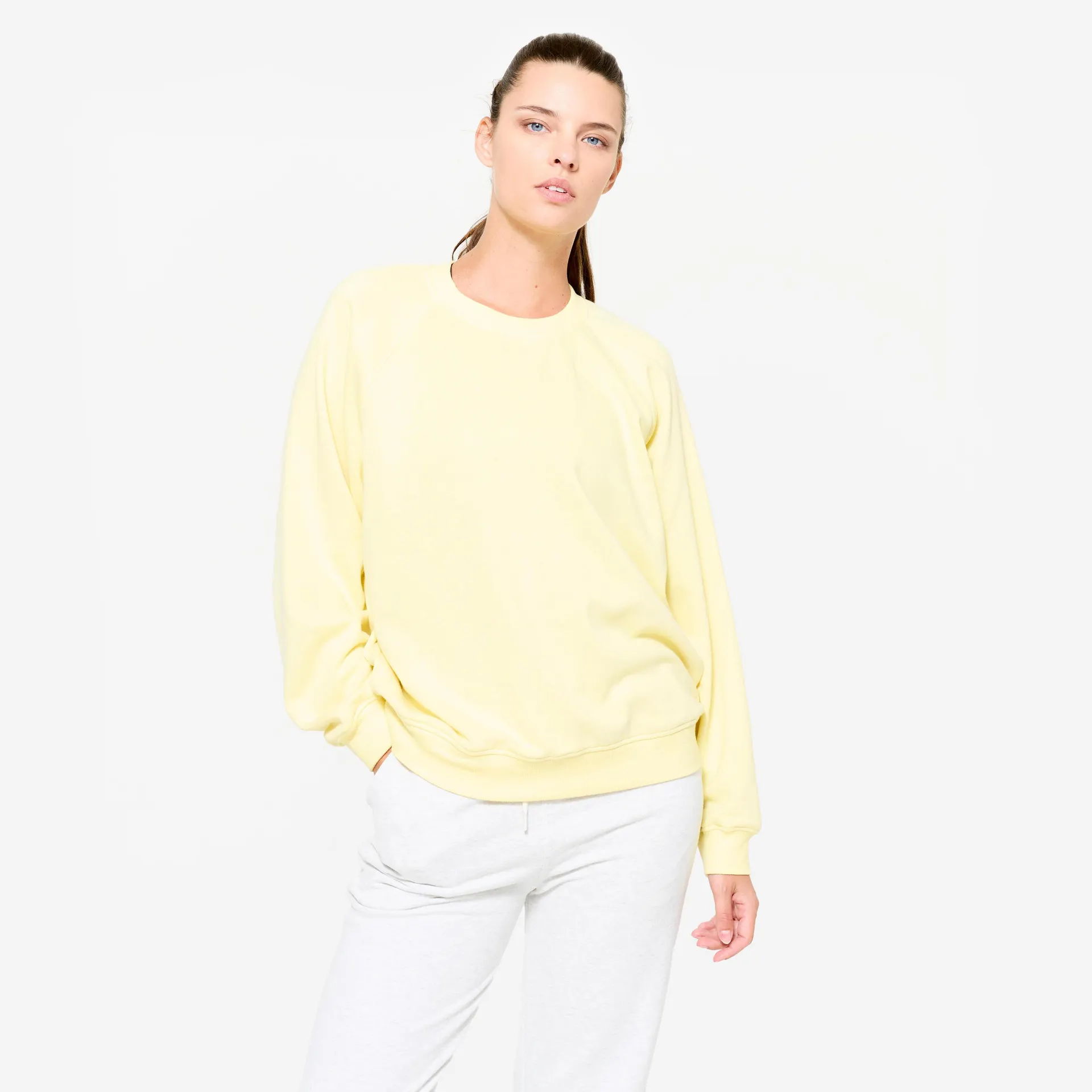 Sudadera Fitness Mujer Amarillo Muletón