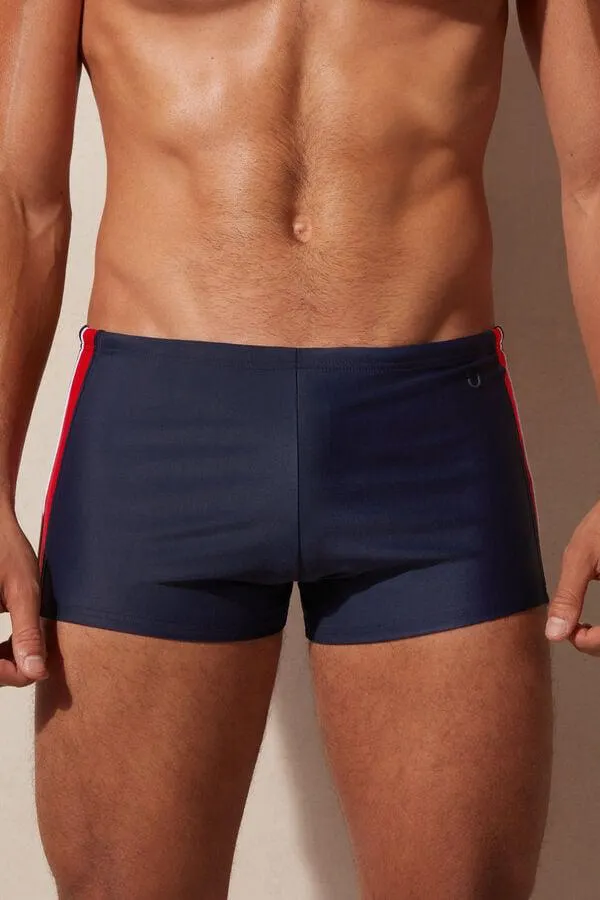 Square-Cut Swim Shorts with Side Bands