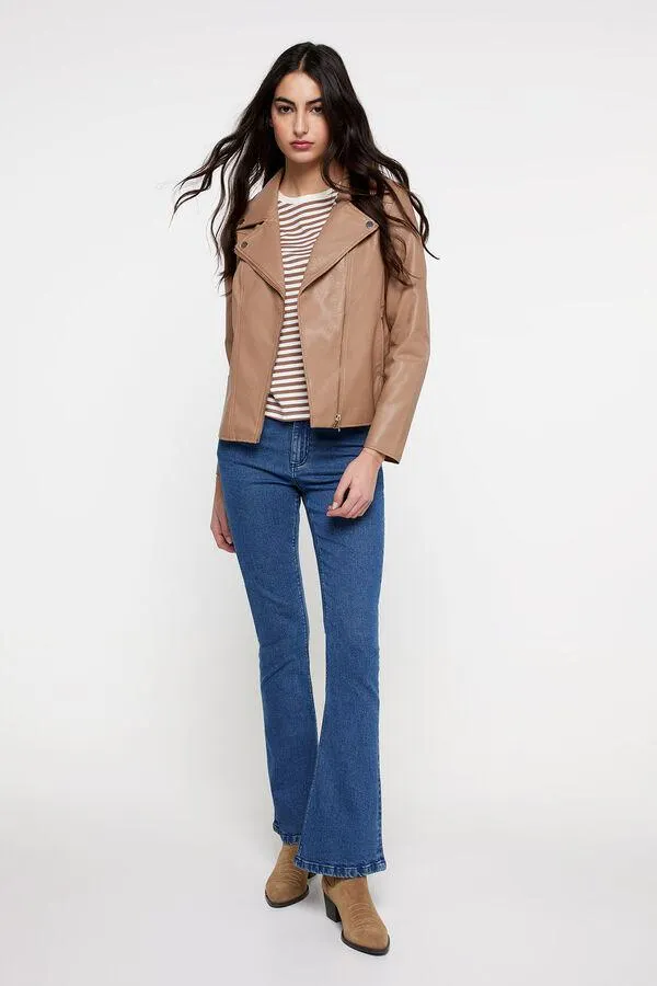 Cazadora Biker Efecto Piel