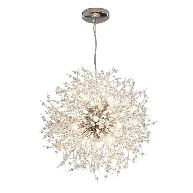 Moderno electrochapado globo candelabros fuegos artificiales led vintage luces colgantes salón comedor g9 bombilla base