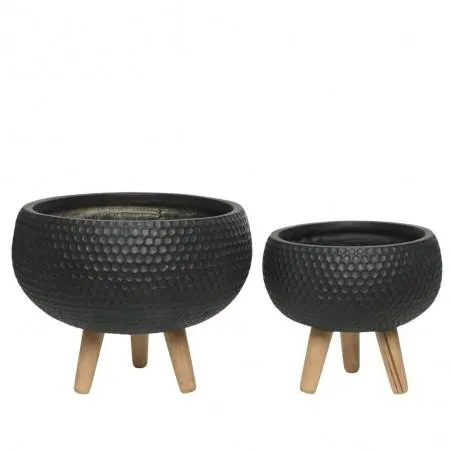 BOWL ZOE ANTRACITA CON PATAS MADERA