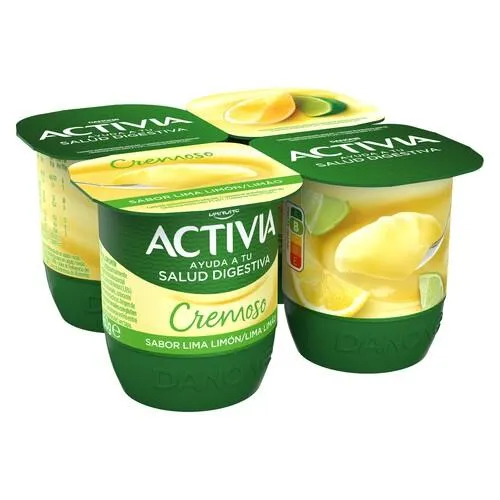 ACTIVIA Bífidus cremoso con sabor a lima y limón Cremoso de Danone 4 x 115 g.