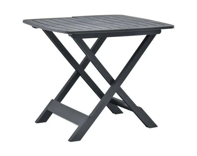 vidaXL mesa de jardín plegable de plástico gris antracita 79x72x70 cm