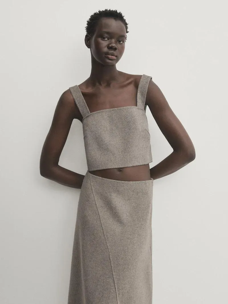 Top tirantes doble faz mezcla lana