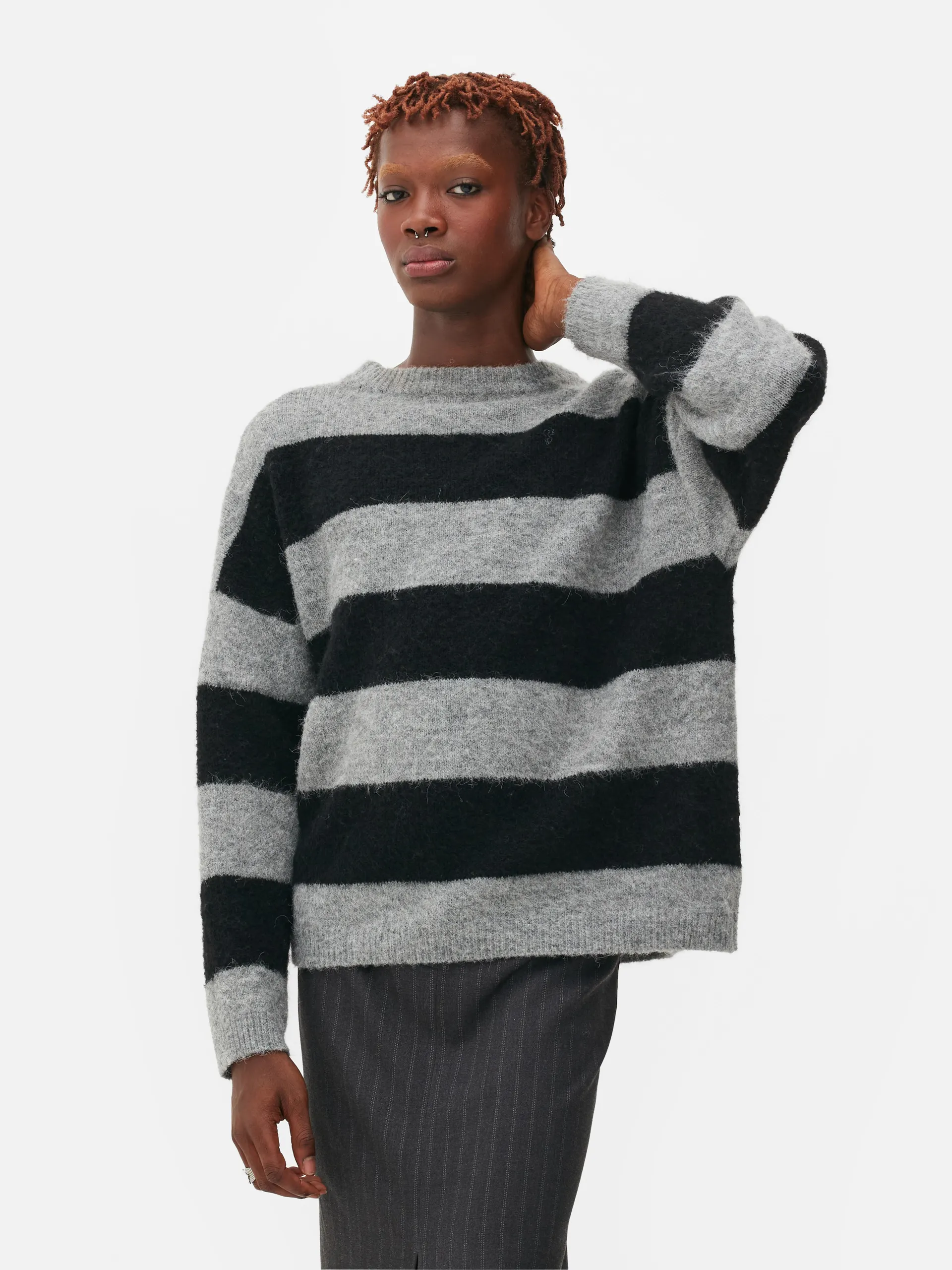 Maglione a righe in tessuto spazzolato Rita Ora