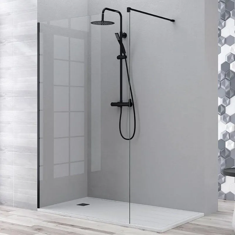 MAMPARA BECRISA FIJO MANACOR NEGRO 90cm