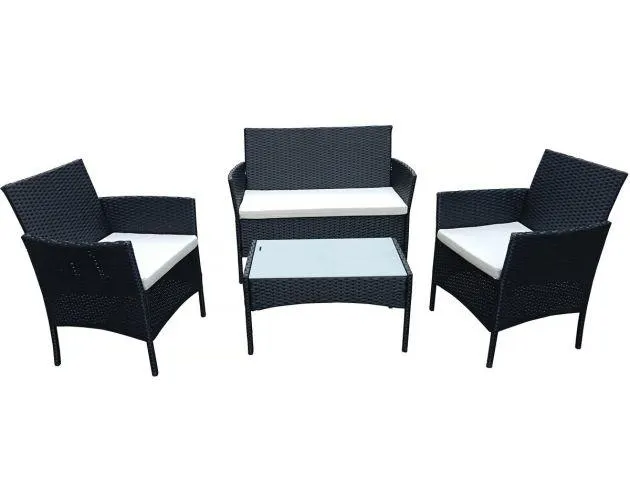 Mueble de jardín bajo de resina "toronto" 4 plazas - negro