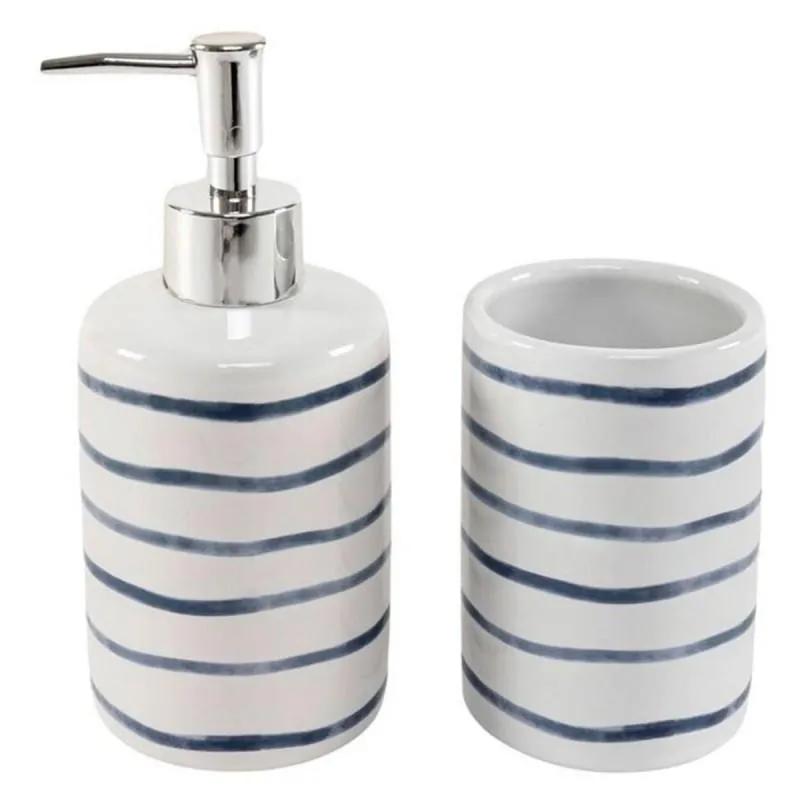 JUEGO DE BAÑO D'CASA RAYAS AZUL 22212959
