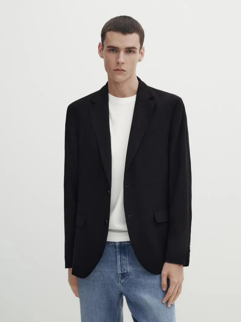 Americana estructura con algodón y lana