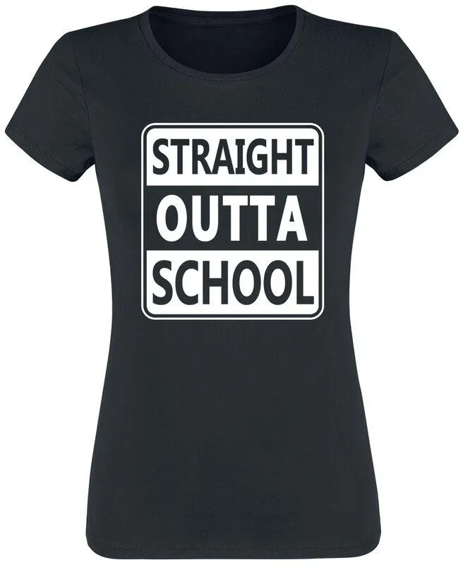 "Straight outta school" Camiseta Negro de Slogans