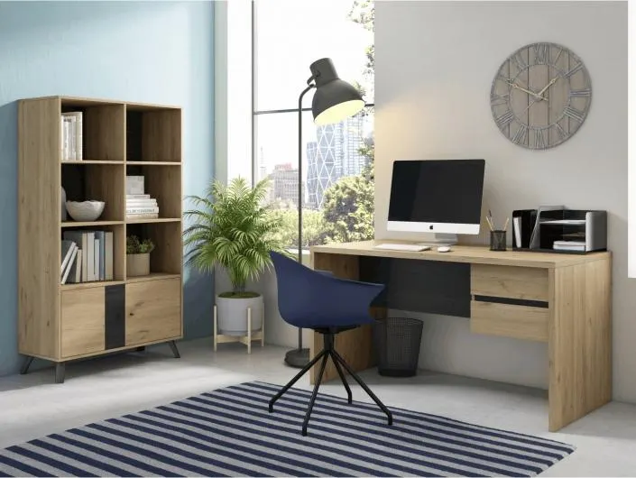 Escritorio con cajones color natural-bocamina