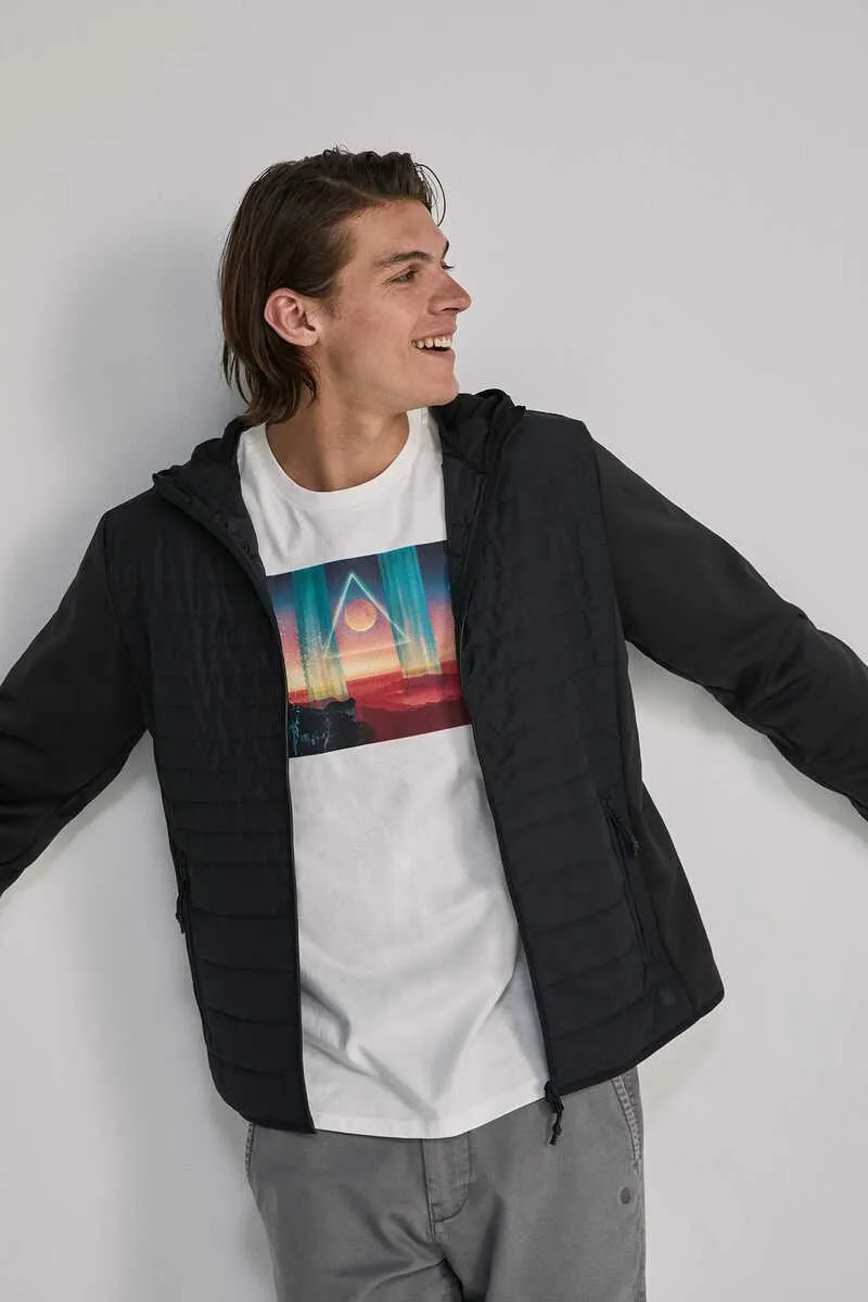 Chaqueta acolchada combinada capucha