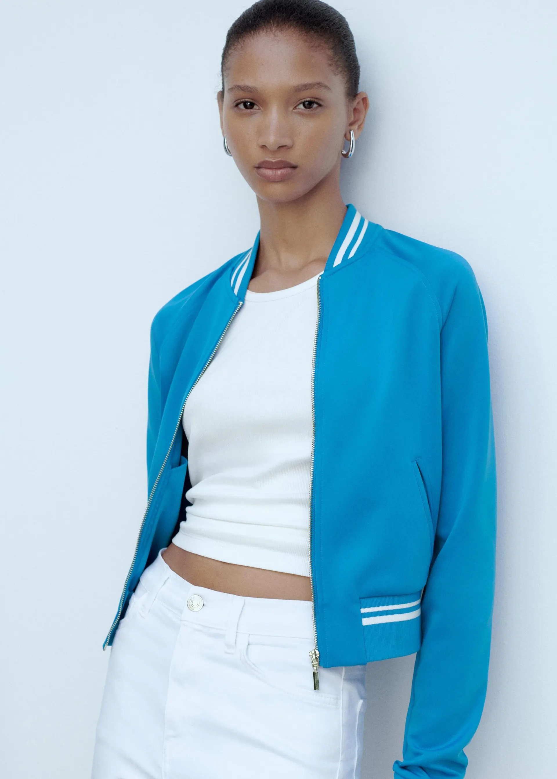 Chaqueta bomber rayas contraste