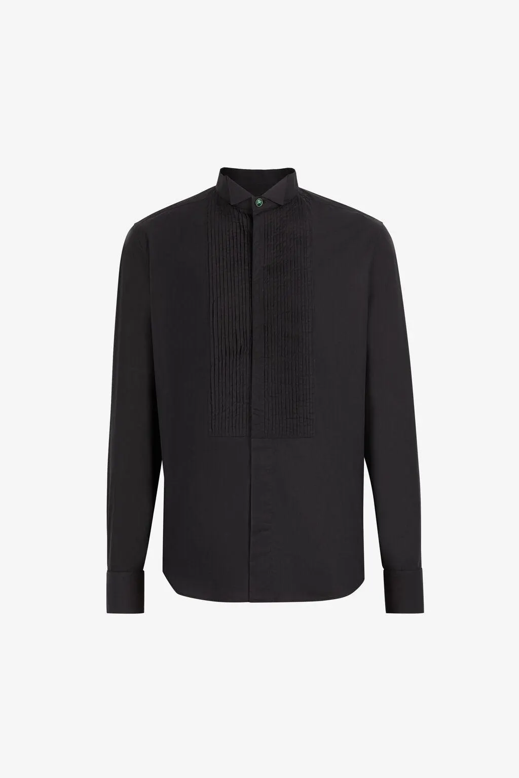 Camisa de algodón con pechera plisada