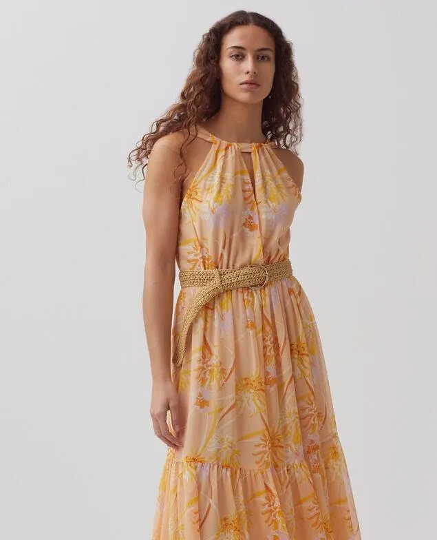 Vestido largo fluido dahlia beige