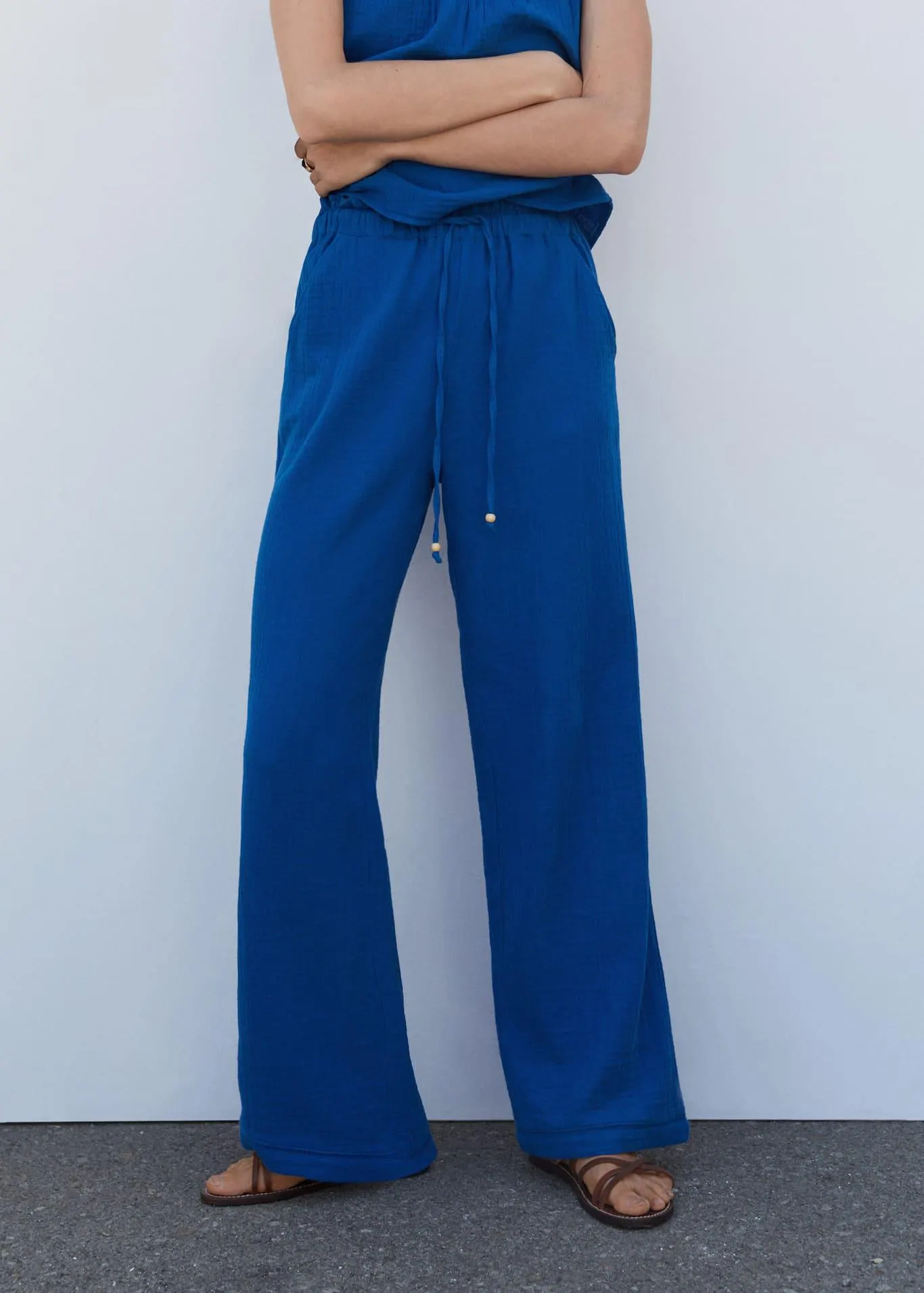 Pantaloni cotone vita elasticizzata