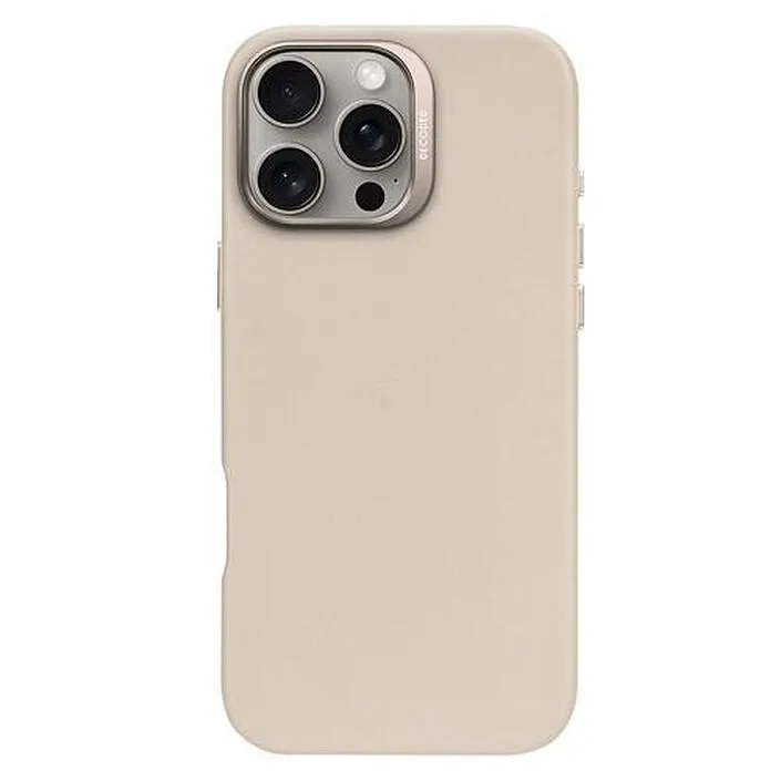 Funda de piel DECODED para iPhone 16 Pro Max Beige