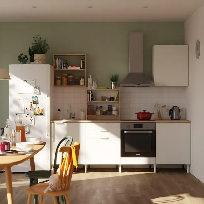 Cocina en kit Eleki blanca 3 módulos altos + 4 bajos L.240 x H.217 x P.58 cm