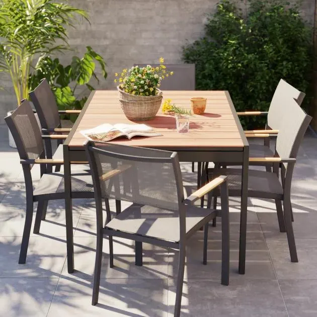 Mesa jardín extensible Vao 75x90x155/263 cm Goodhome