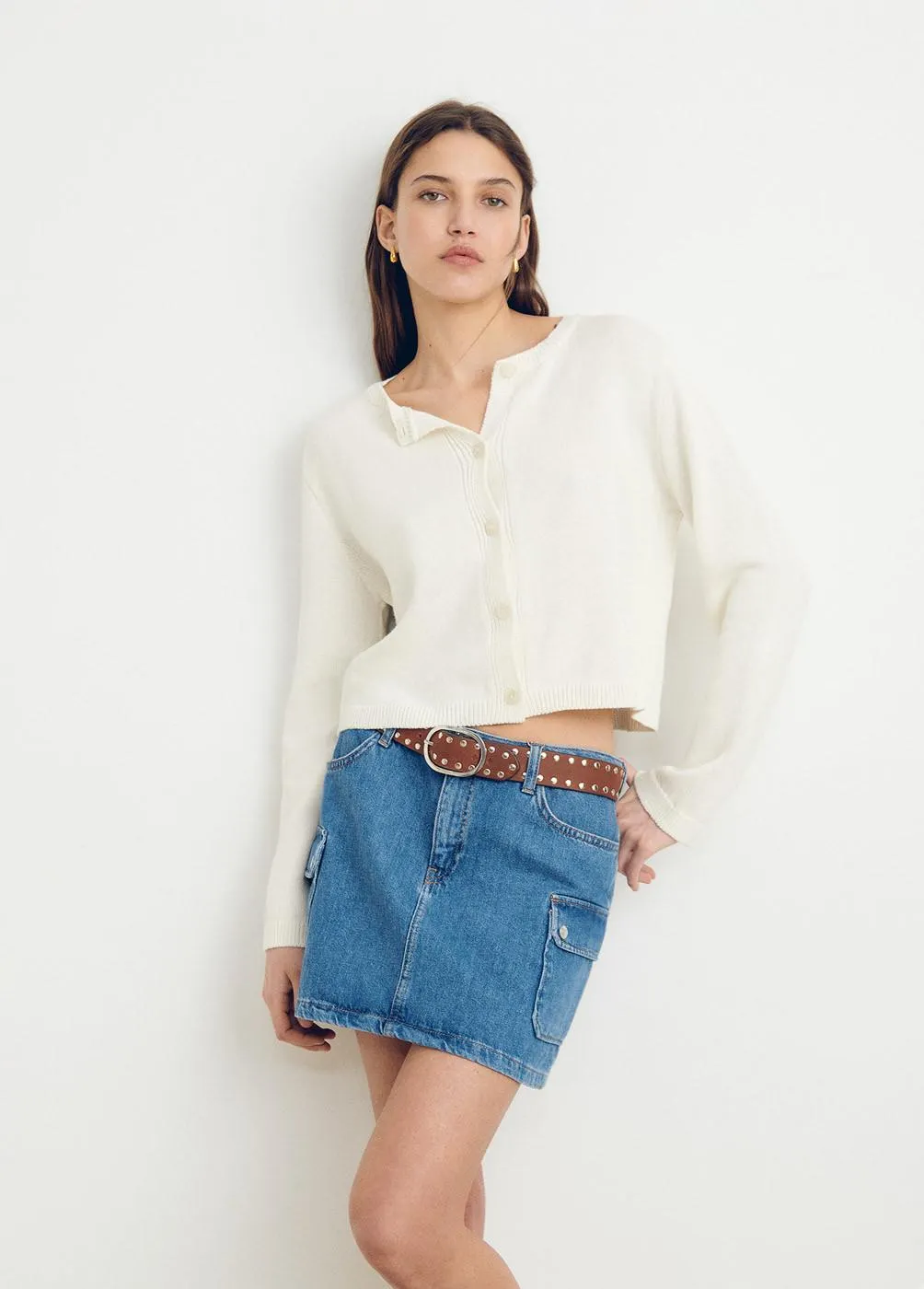 Chaqueta punto cuello redondo