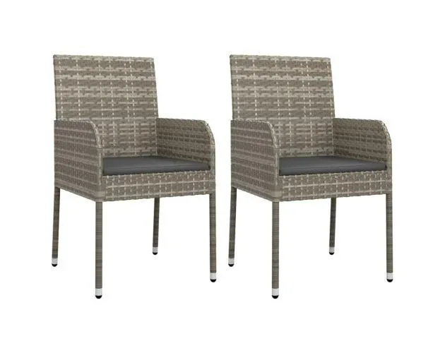 vidaXL sillas de jardín con cojines 2 unidades ratán sintético gris