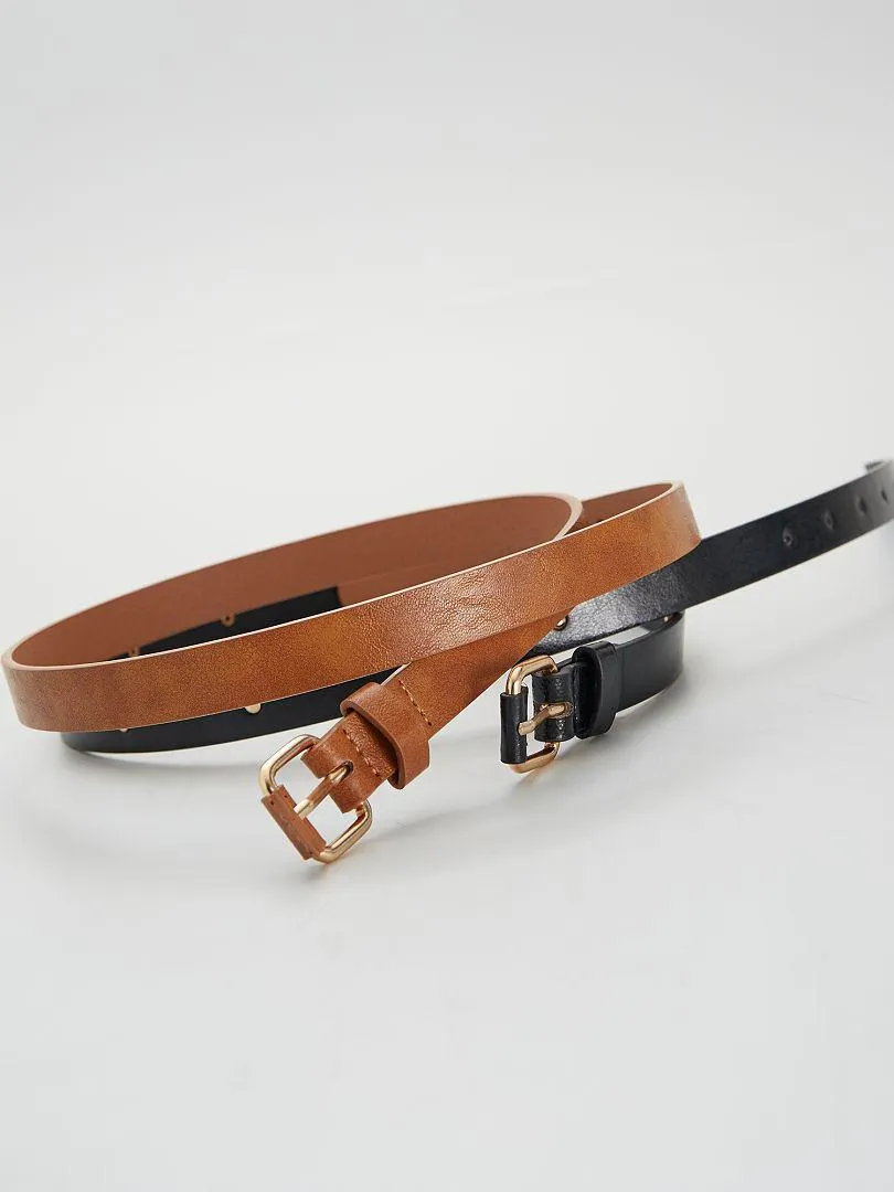Pack de 2 cinturones - MARRON