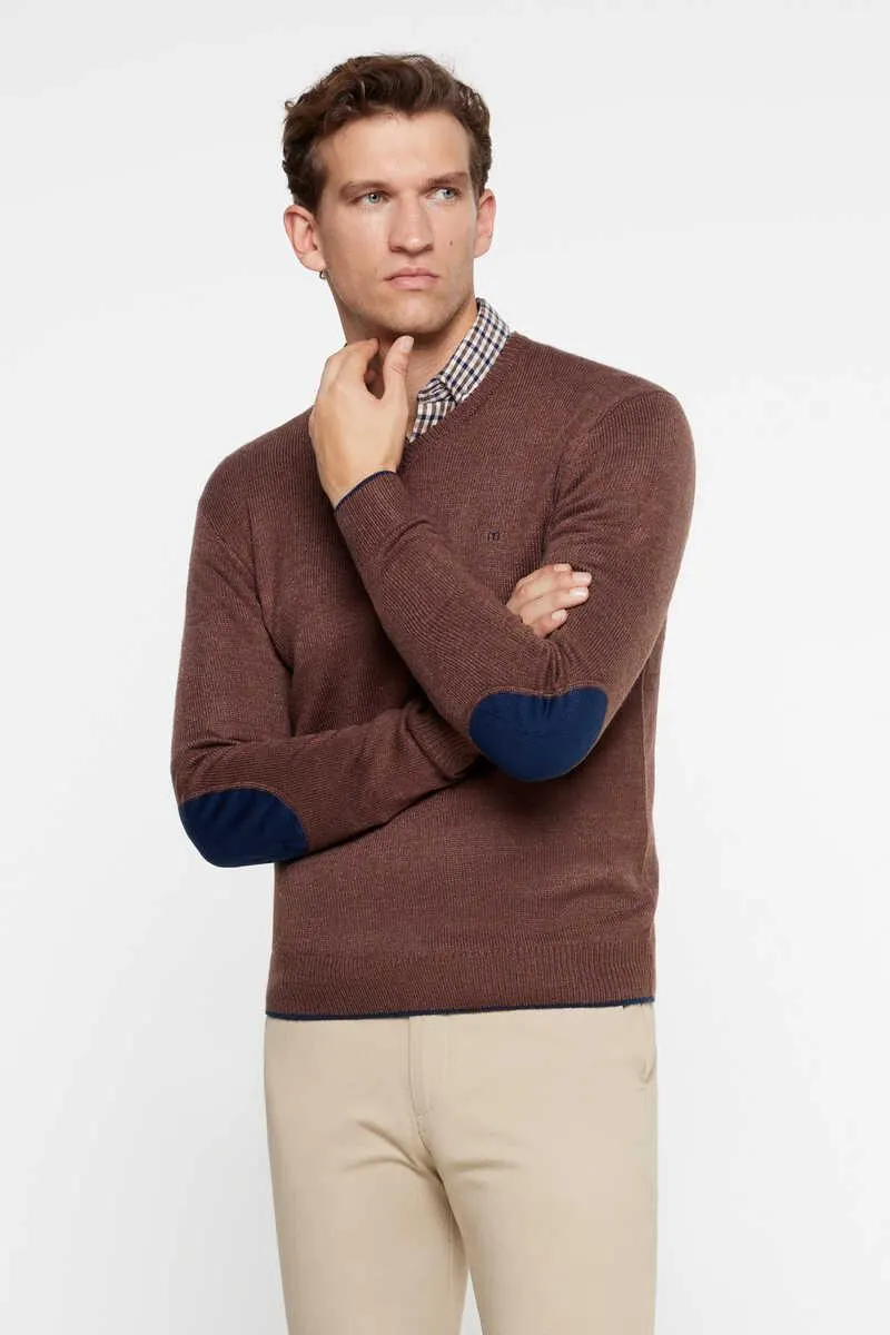 Jersey cuello pico galga gruesa