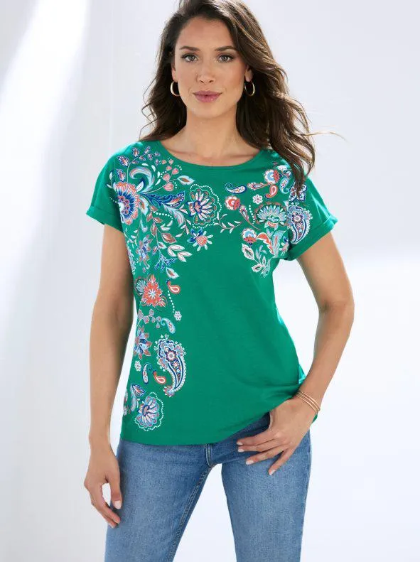 Camiseta manga corta con estampado posicional