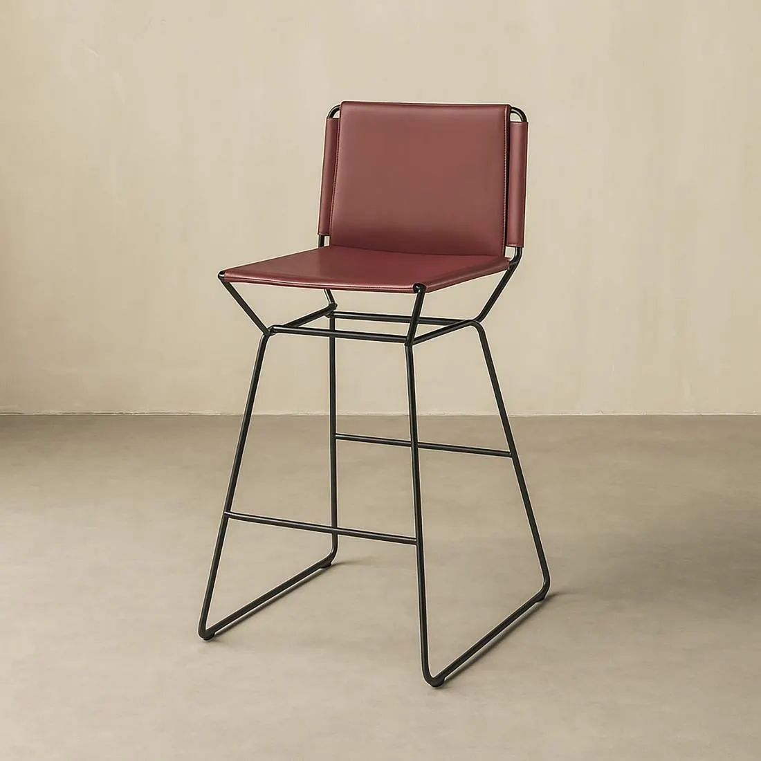 Taburete piel burdeos