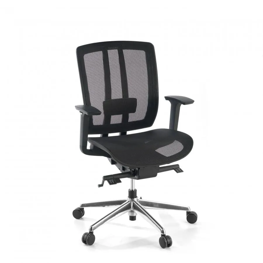 Silla teletrabajo Hiro, sincron, brazos 4d, red - Negro