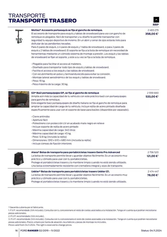 Catálogo de Ford de accesorios Ford Ranger 13 de noviembre al 13 de noviembre 2025 - Página 16