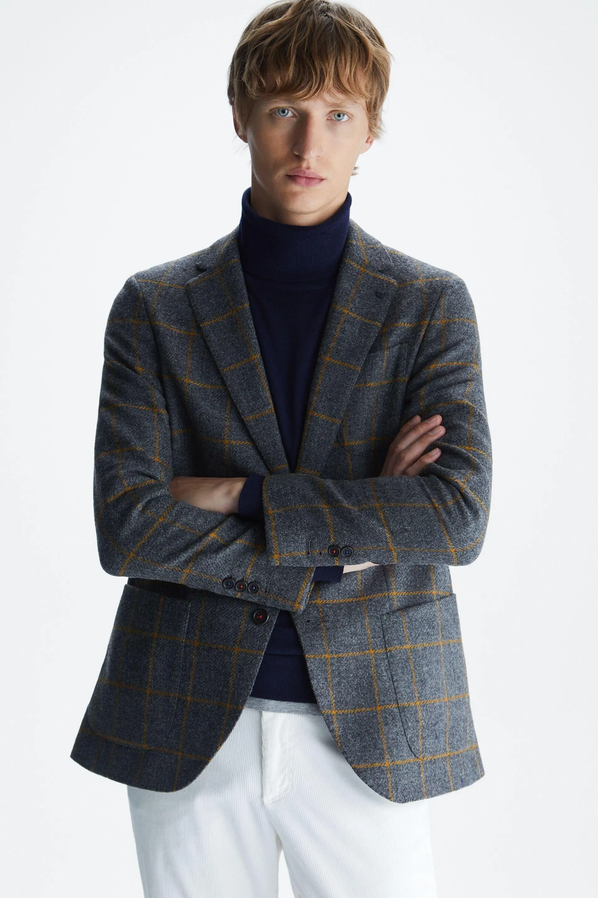 Chaqueta relaxed fit lana cuadro ventana