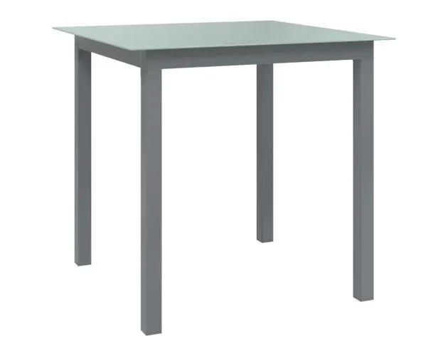 vidaXL mesa de jardín de aluminio y vidrio gris claro 80x80x74 cm