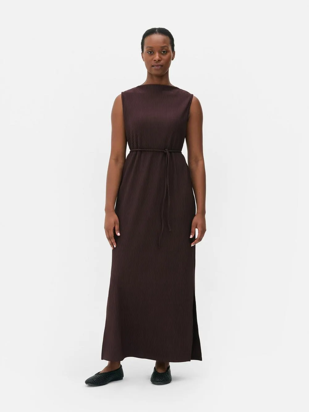 Geripptes Maxi-Säulenkleid
