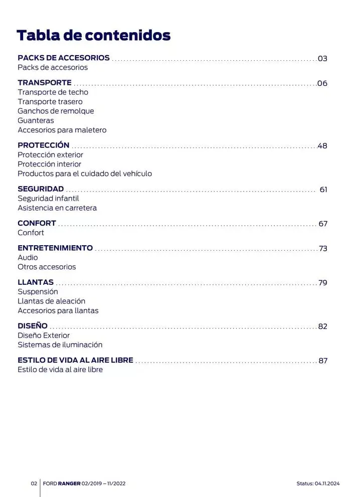 Catálogo de Ford de accesorios Ford Ranger 13 de noviembre al 13 de noviembre 2025 - Página 2