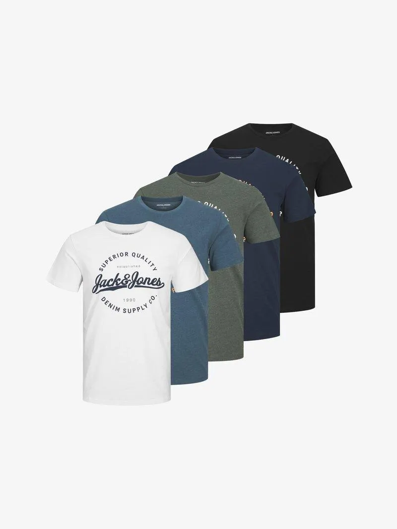 5 PACK - Camiseta estampada - black white navy mv sb