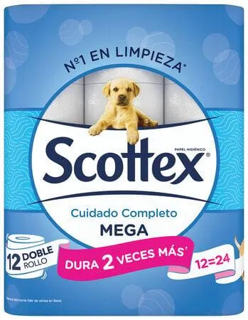Papel higiénico Scottex 12 rollos Mega doble longitud