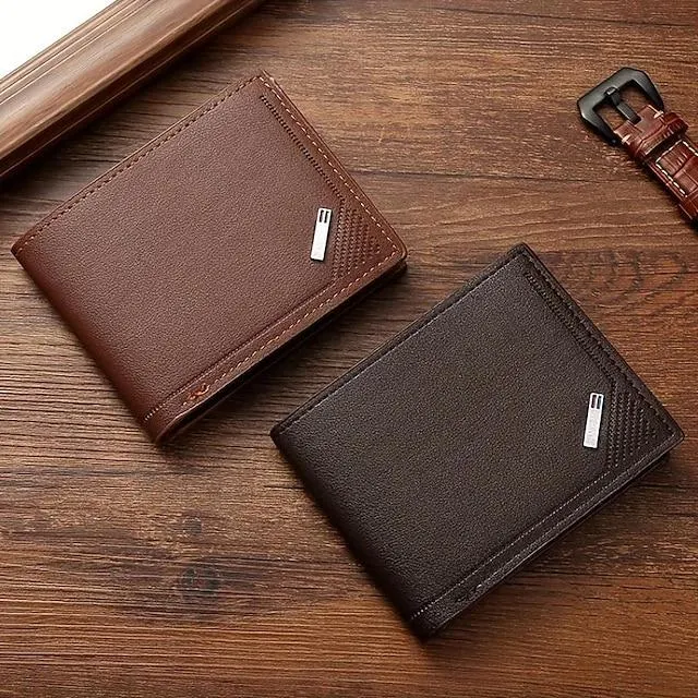 Cartera plegable de piel sintética para hombre, elegante y duradera, con ranuras para tarjetas: regalo perfecto para él.
