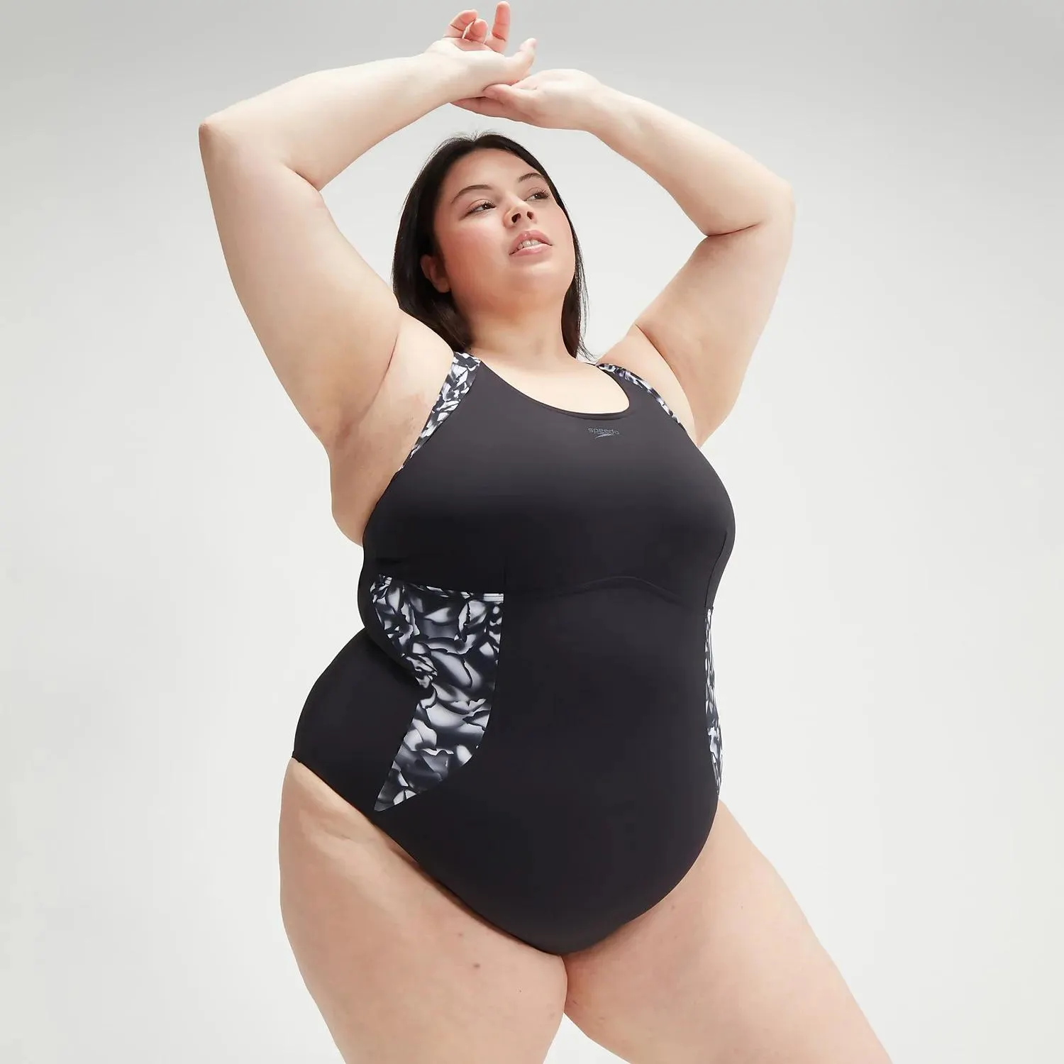Women's Shaping Plus Size Printed OrchidLustre Swimsuit Black/Grey