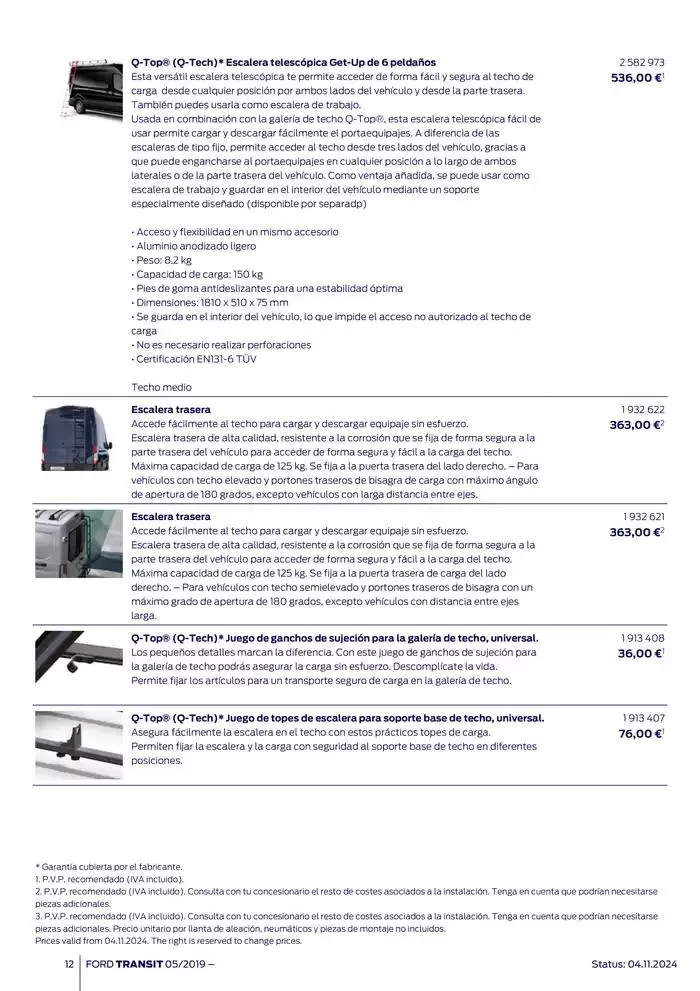 Catálogo de Ford de accesorios Transit Van 13 de noviembre al 13 de noviembre 2025 - Página 12