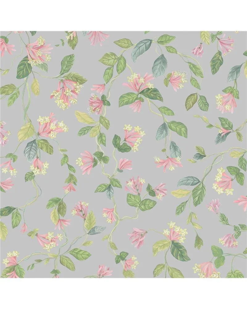 PAPEL PINTADO Flora Rose & Olive On Grey 124-3017