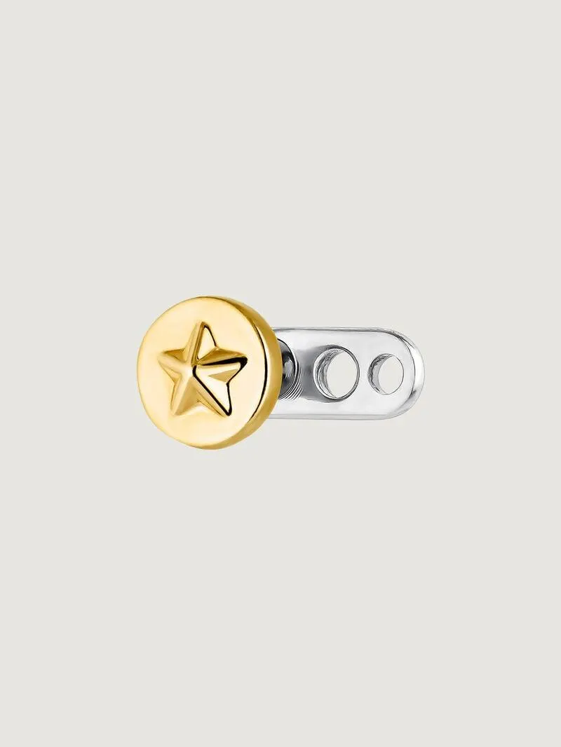 Microdermal de oro amarillo de 18K y titanio con estrella